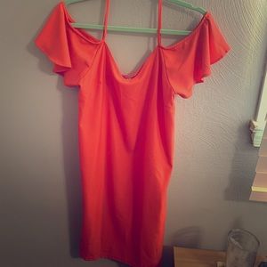 Off the shoulder Coral dress
